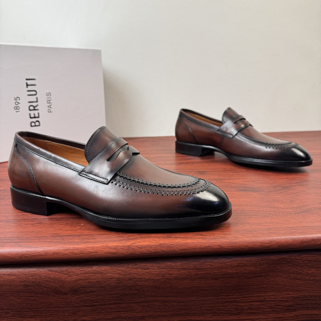 Berluti Dress Loafers in brown calfskin