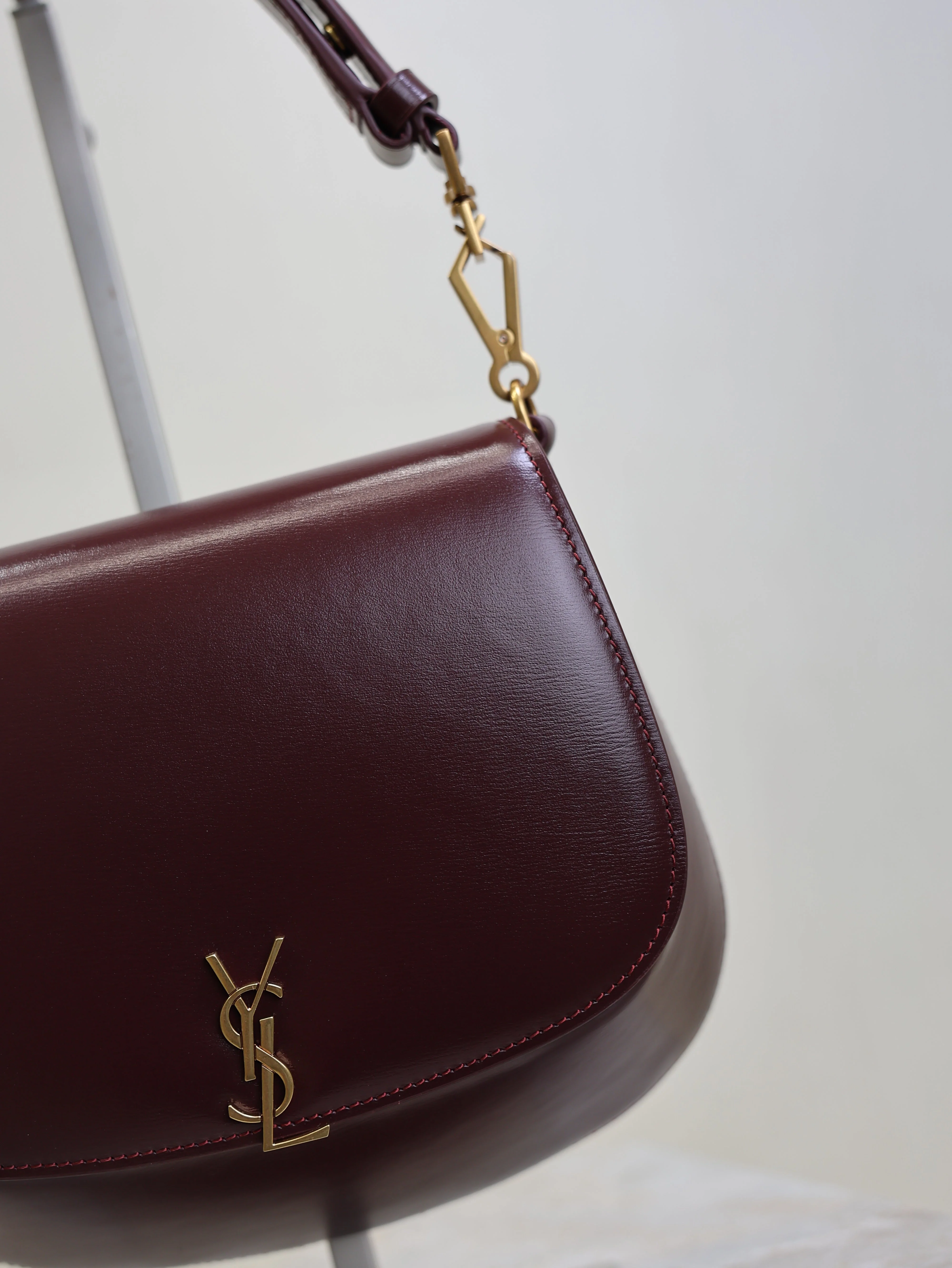 Saint Laurent YSL Mini Voltaire 21cm Burgundy Calfskin GHW