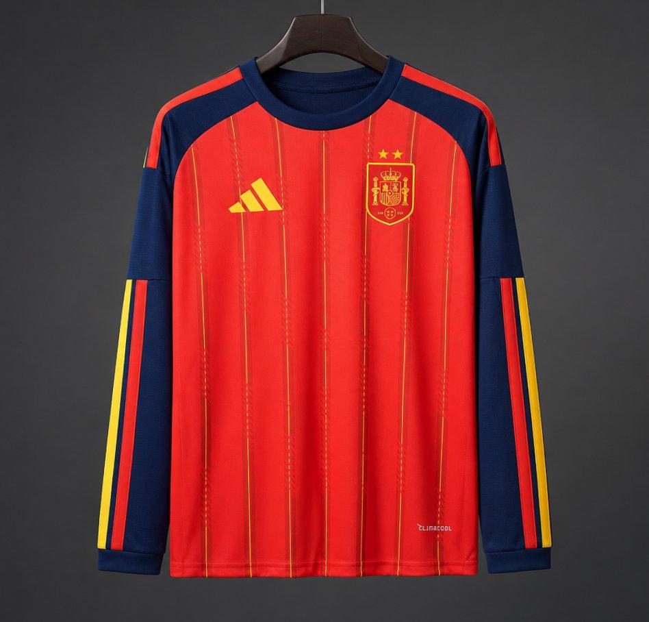 （Two stars）2026 World Cup Spain Home Jersey LongFan Version Sleeves S-4XL