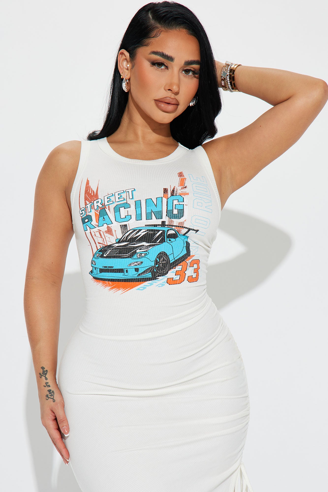 For The Street Ruched Maxi Dress - White