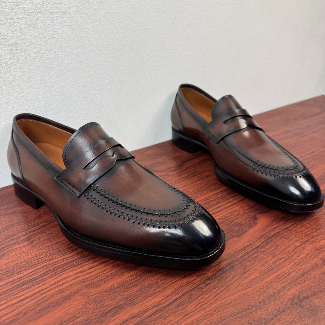 Berluti Dress Loafers in brown calfskin