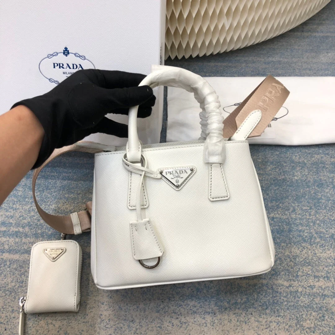 Prada MINI 23 BAG IN WHITE SAFFIANO LEATHER