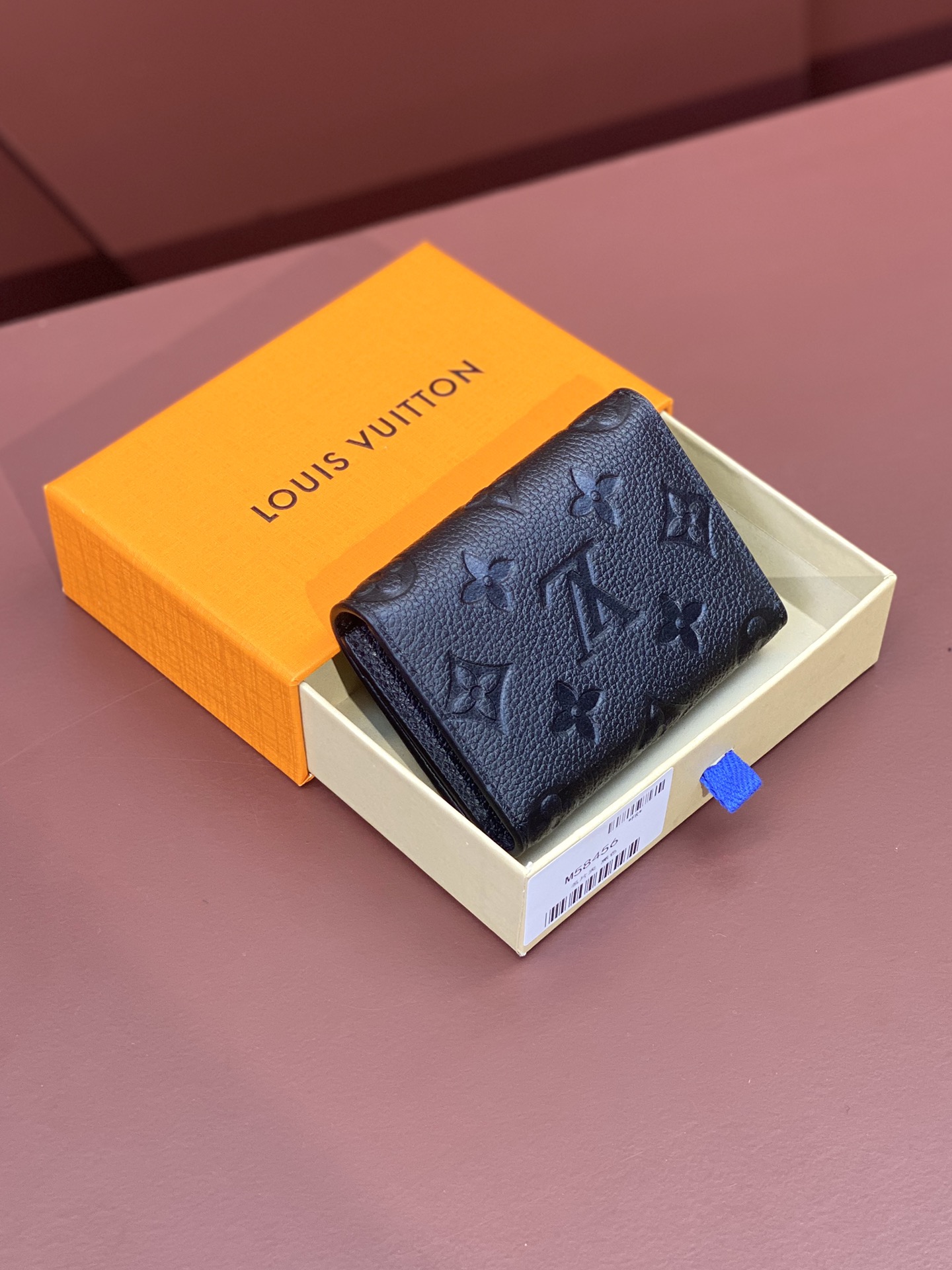 M58456 LV Business Card Holder Black Empreinte Leather