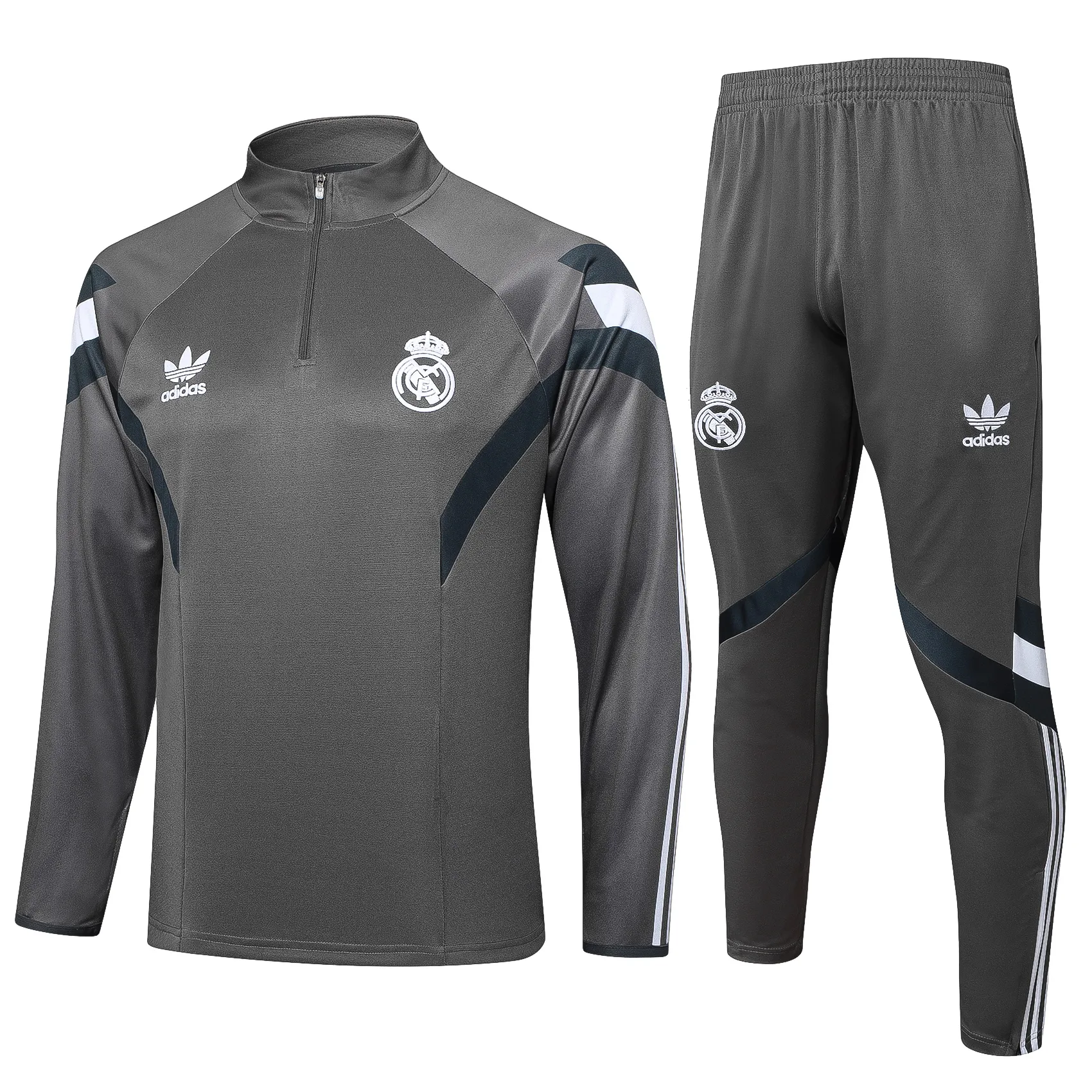 Adult / Kids Retro Real M@drid 24/25 half zipper training Suit  B971