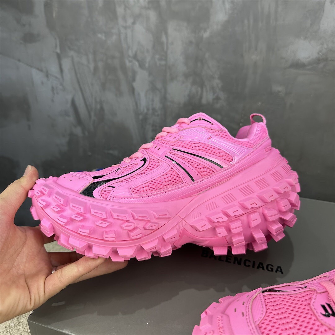 Balenciaga Bouncer Defender Neon Pink Mesh Nylon Rounded Chunky Tire Sole Sneakers /10A - KAIROO