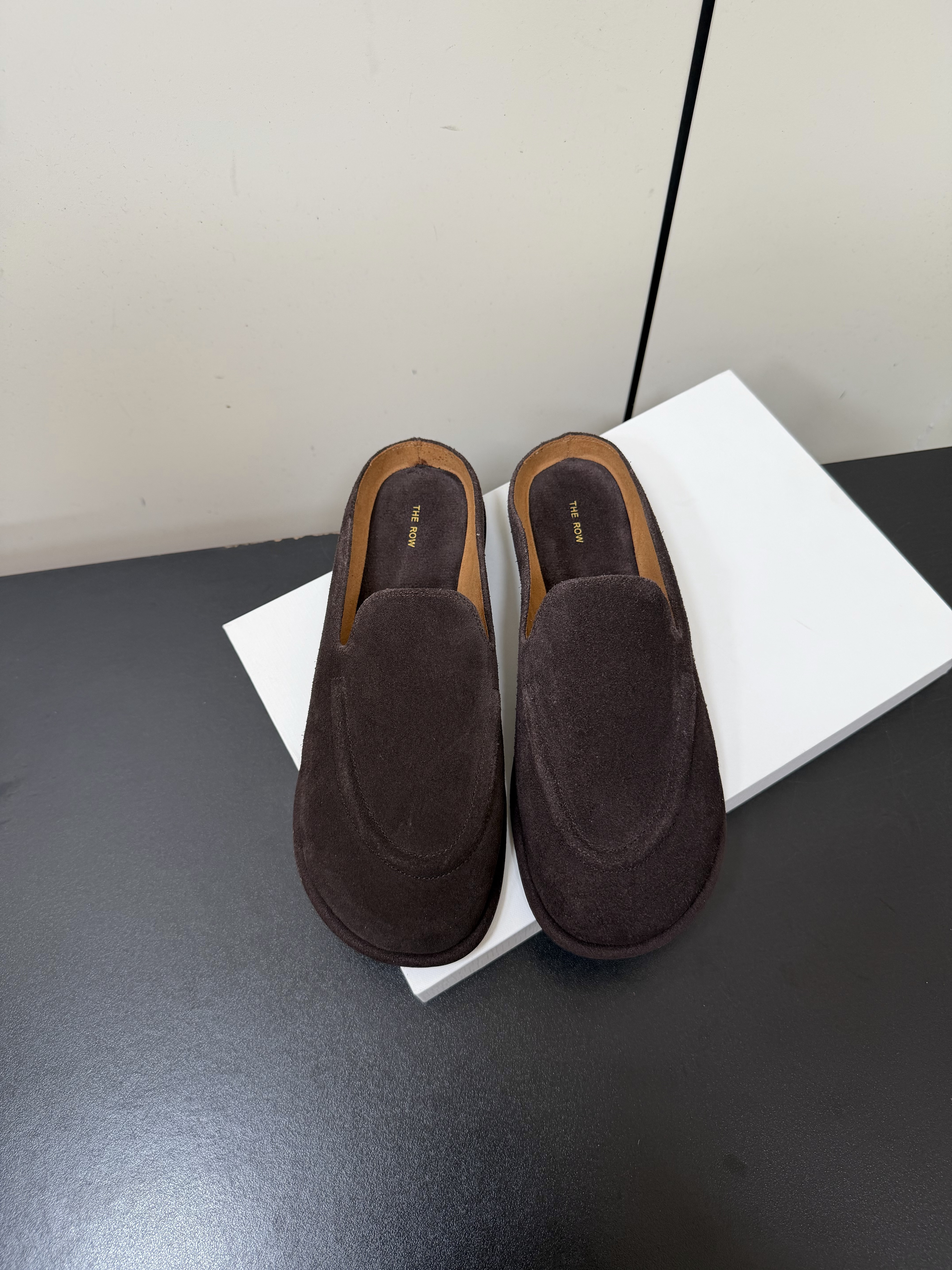 The Row Classic Suede Leather Mule