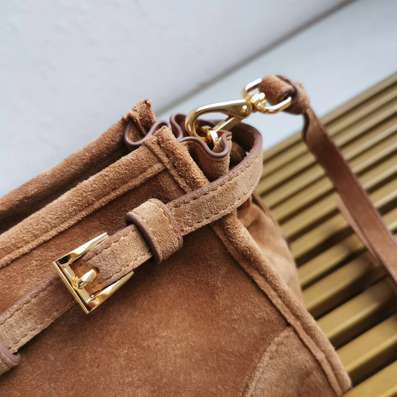 Prada Medium Bonnie 32cm Brown Suede Bag