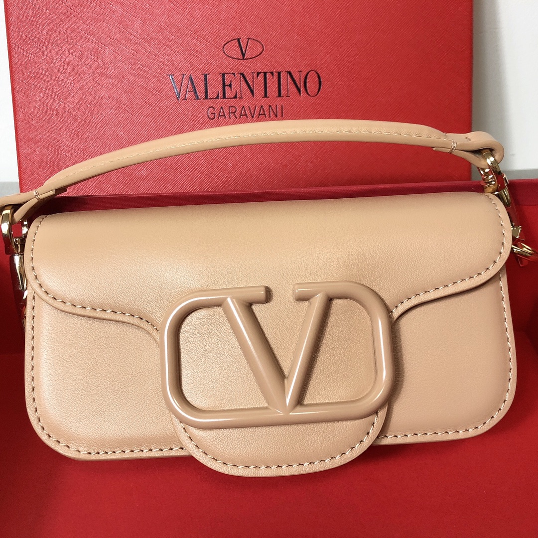 Valentino Small Garavani Loco Bag in Calfskin and crystals-Beige