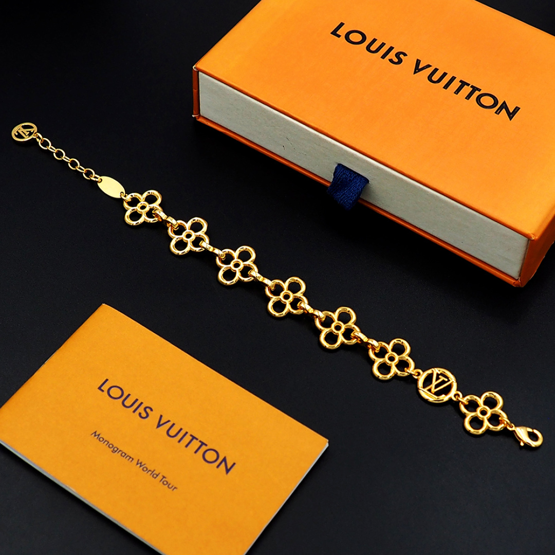 LV Charm and Monogram Gold Bracelet