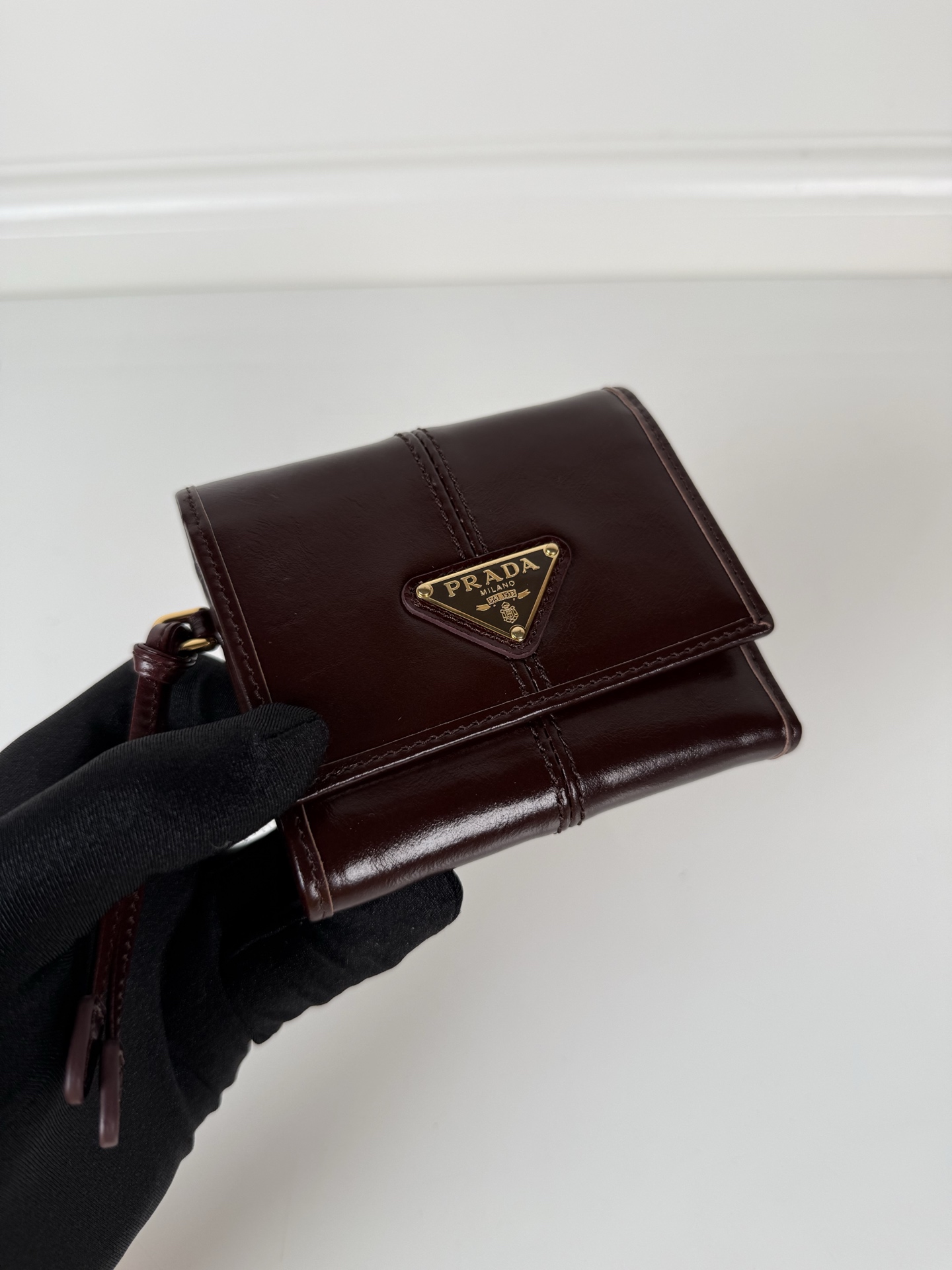 Prada Calfskin Small Wallet-Burgundy