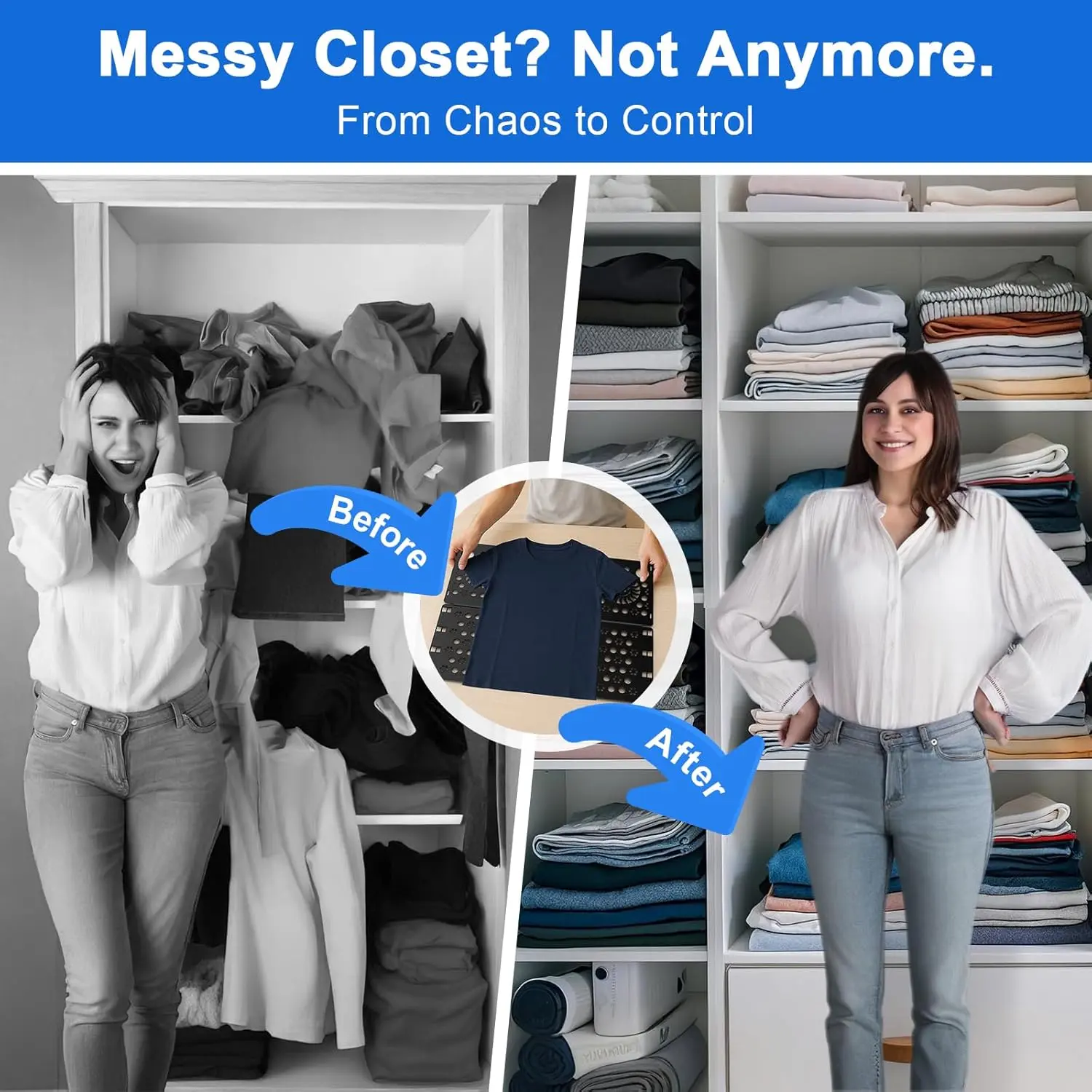 Ultimate 3-Second Clothes Folding Board - Heavy-Duty Laundry Folder & Closet Organizer for T-Shirts, Pants & Towels