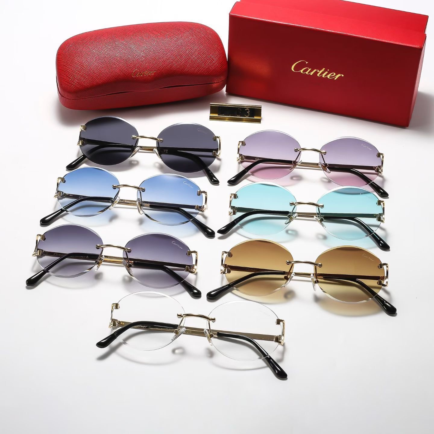 Cartier Metal Rimless Round Sunglasses Top quality - KAIROO