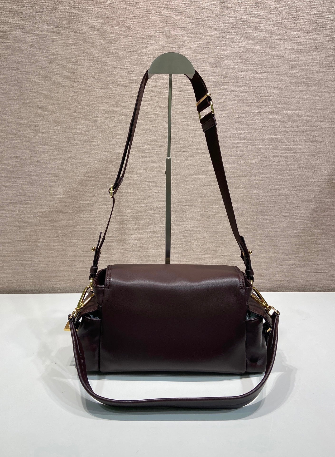 Prada PRA Shoulder Bag Dark Brown Sheepskin 341138