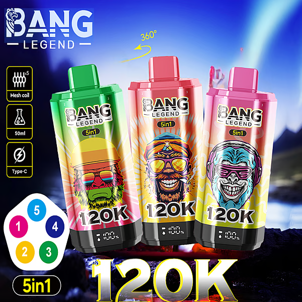Bang Legend 120K Disposable Vape 5-in-1 Flavor (5%, 120000 Puffs)