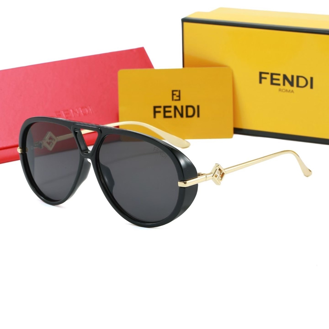 Fendi Metal Frame Pilot Sunglasses With Iconic FF Logo - KAIROO
