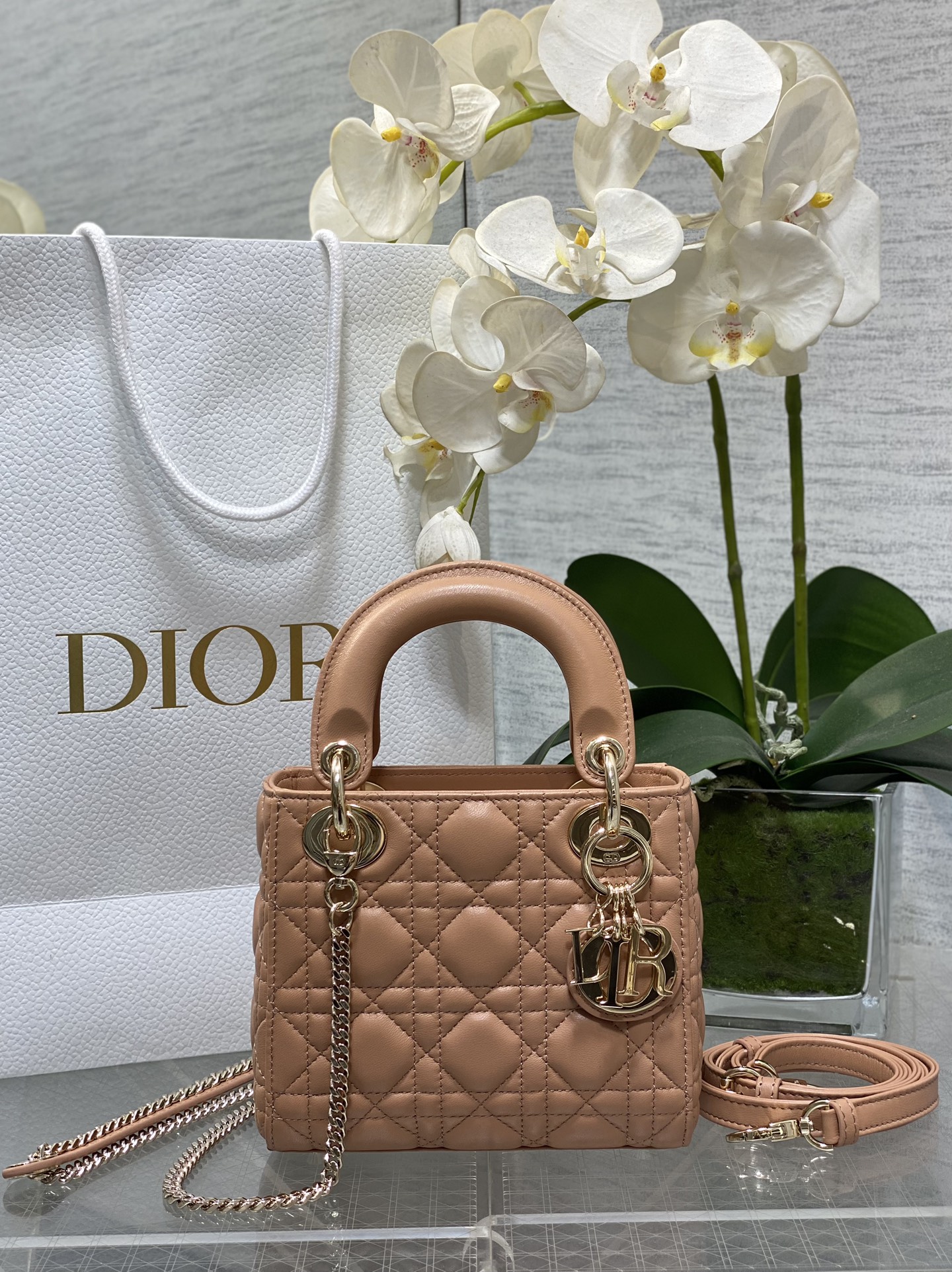 Mini Lady Dior Bag in Rose Pink Cannage Lambskin