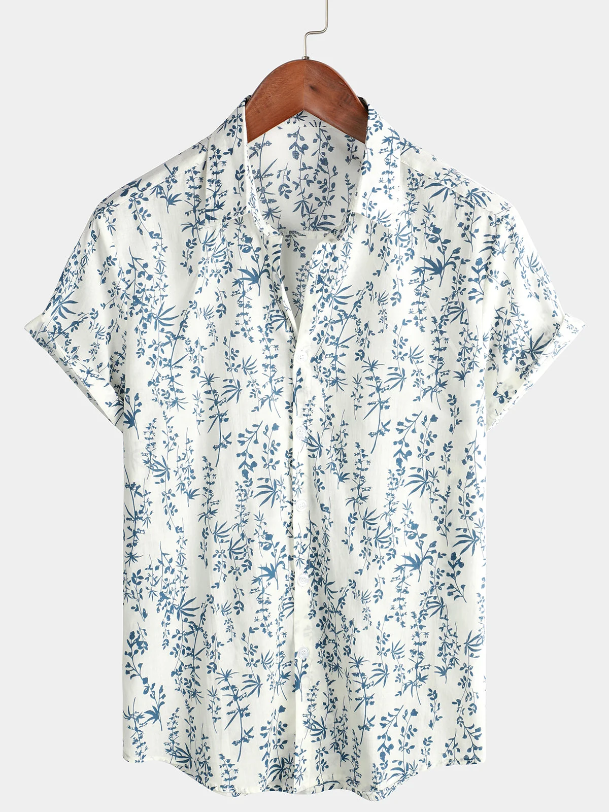 Men's Cotton Floral Button-Up Summer Shirt