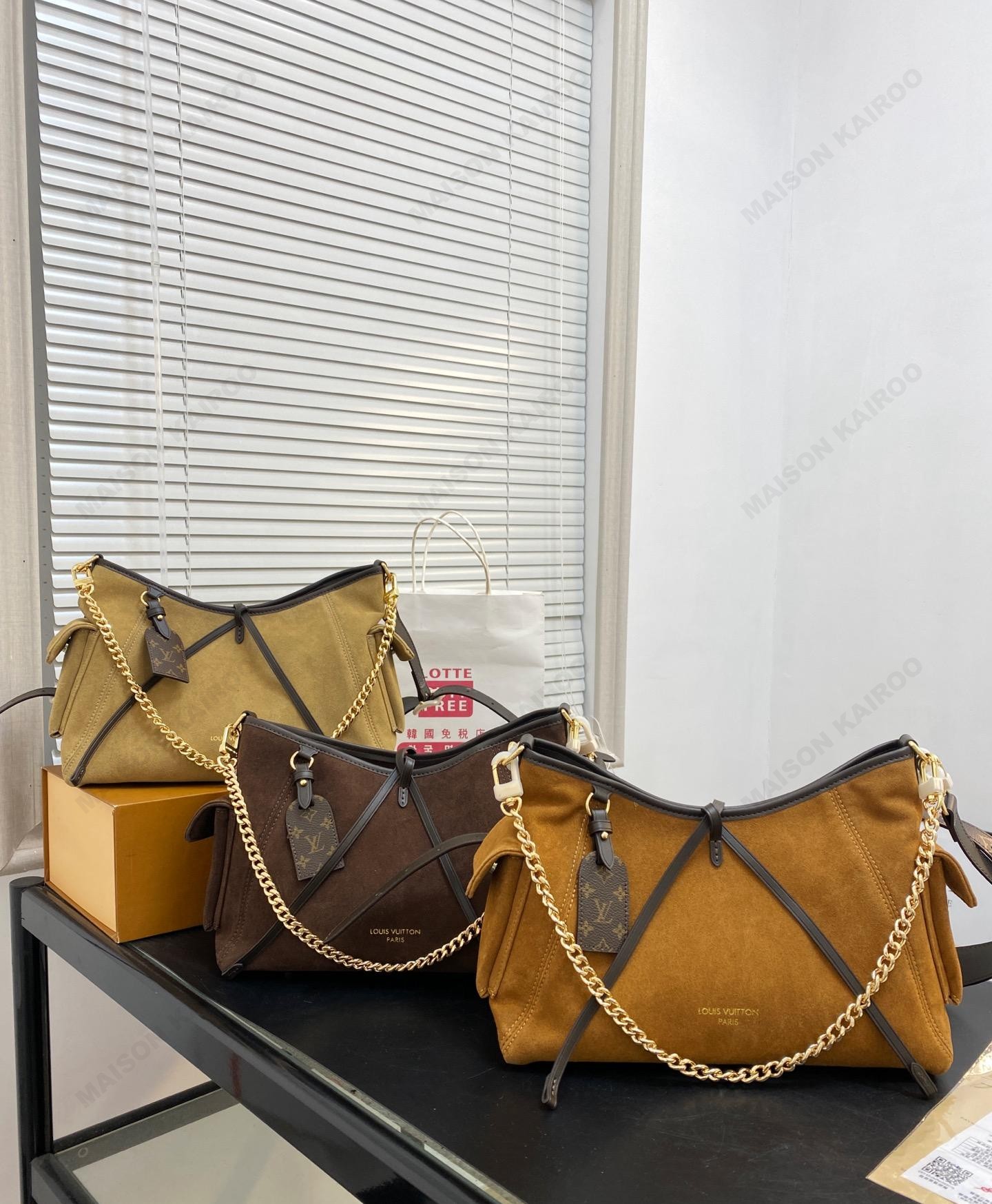 Louis Vuitton LV CarryAll Cargo Suede Leather Monogram Strap Side Pocket Hobo Tote Shoulder Bag - KAIROO