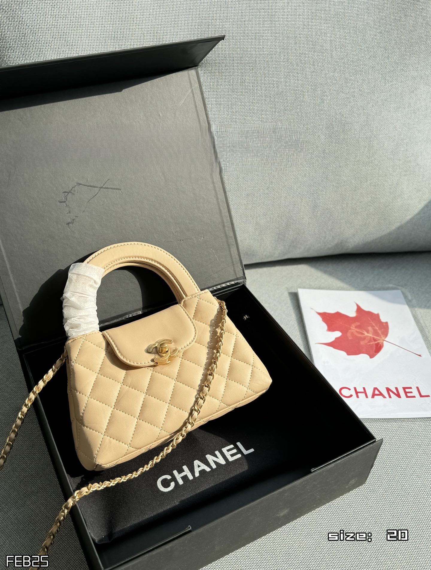 Chanel Mini Kelly 19CM Diamond Quilted Shiny Leather Chain Top Handle Crossbody Bag - KAIROO