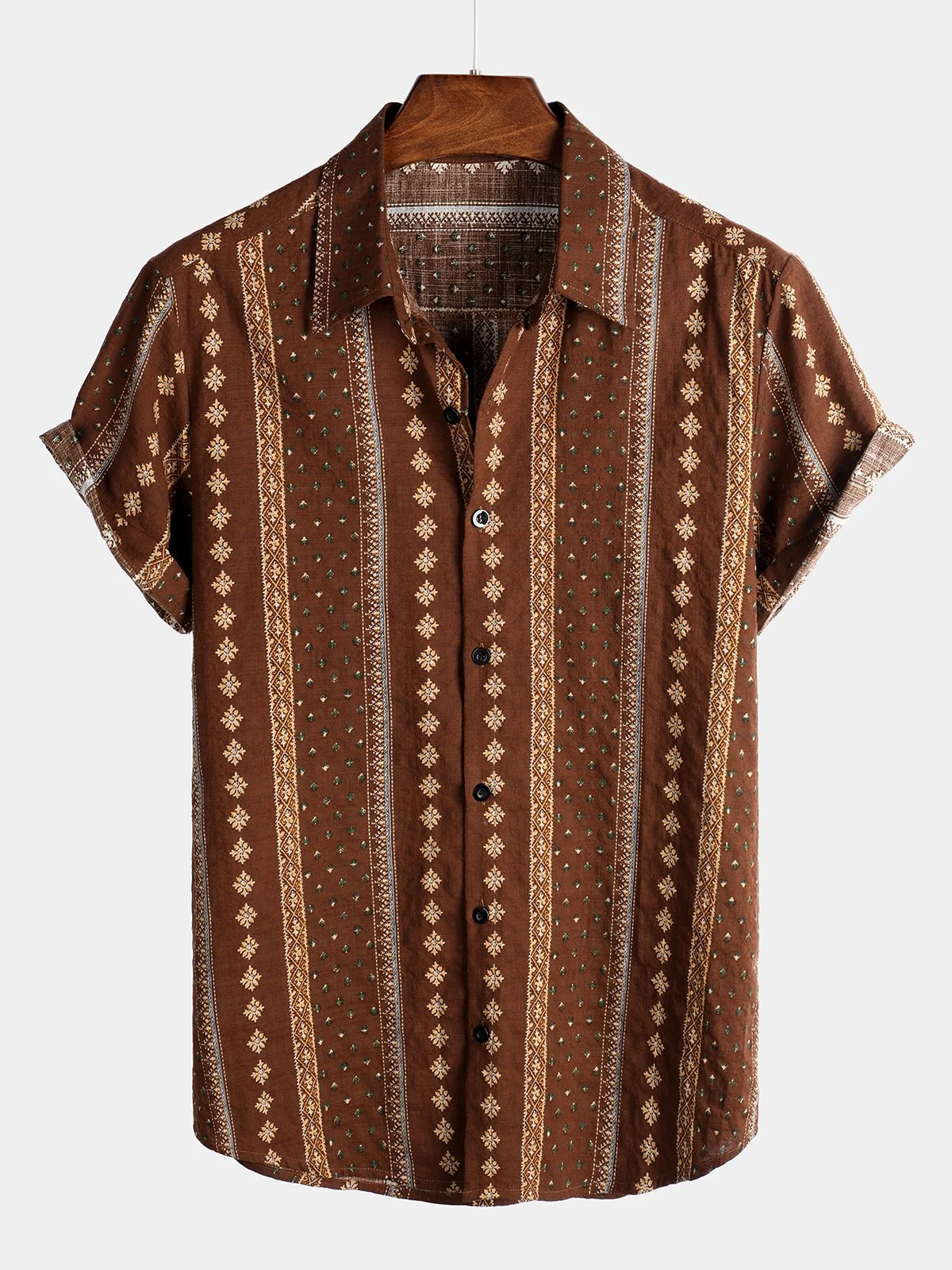 Men's Retro Cotton Short Sleeve Shirt