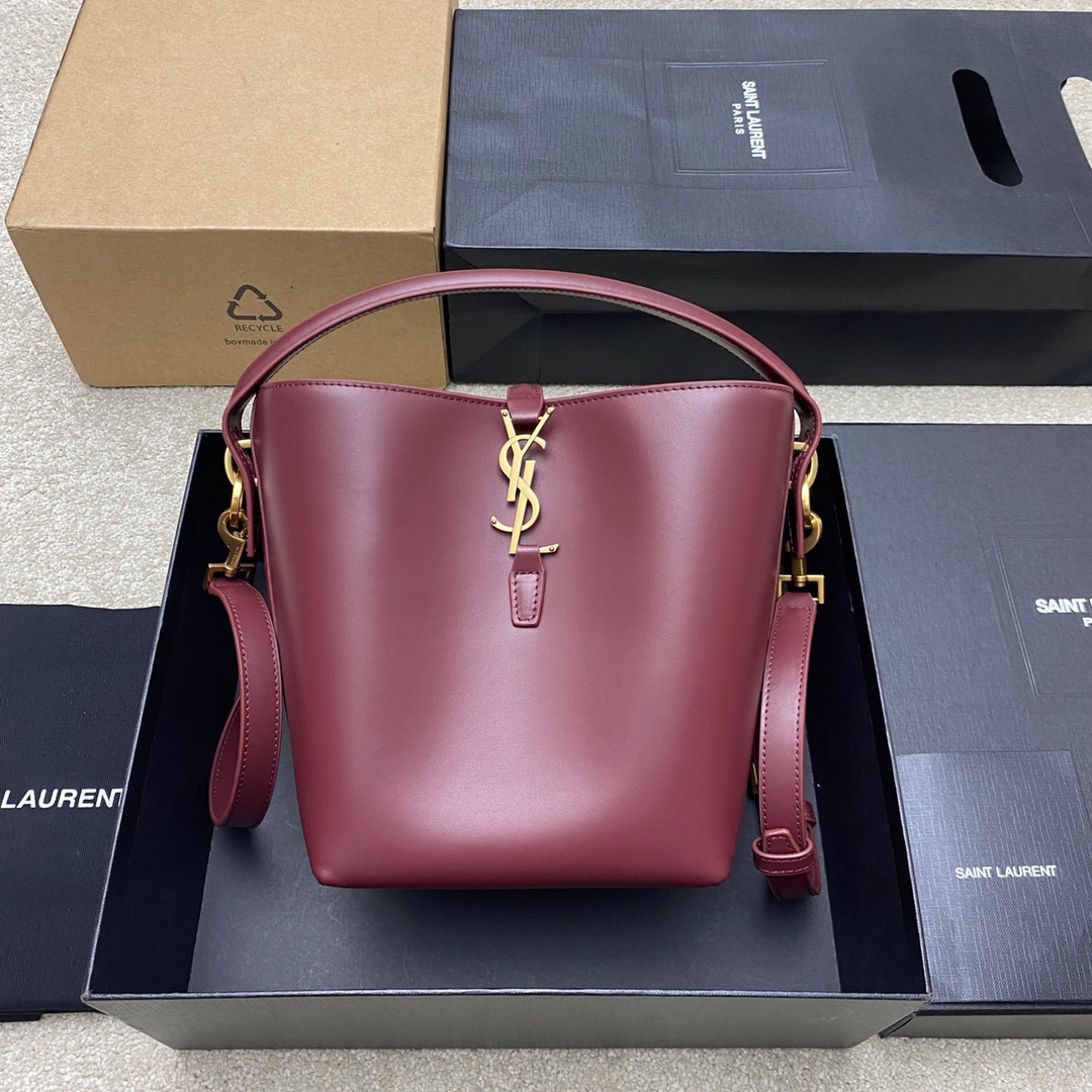 Saint Laurent Rouge Cabernet Shiny Leather Small LE 37 Bag