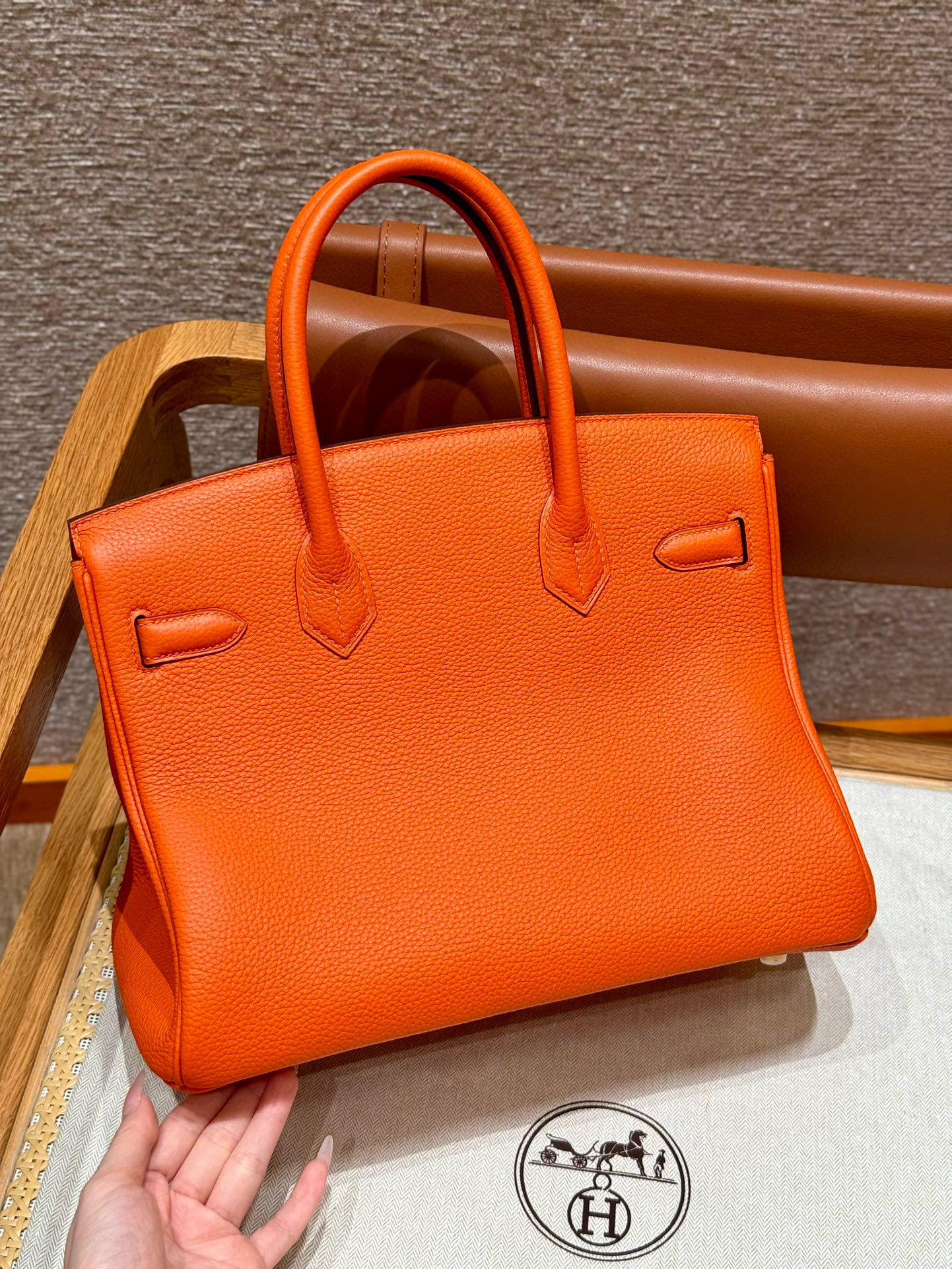 Hermes Orange Togo Birkin 25 Bag