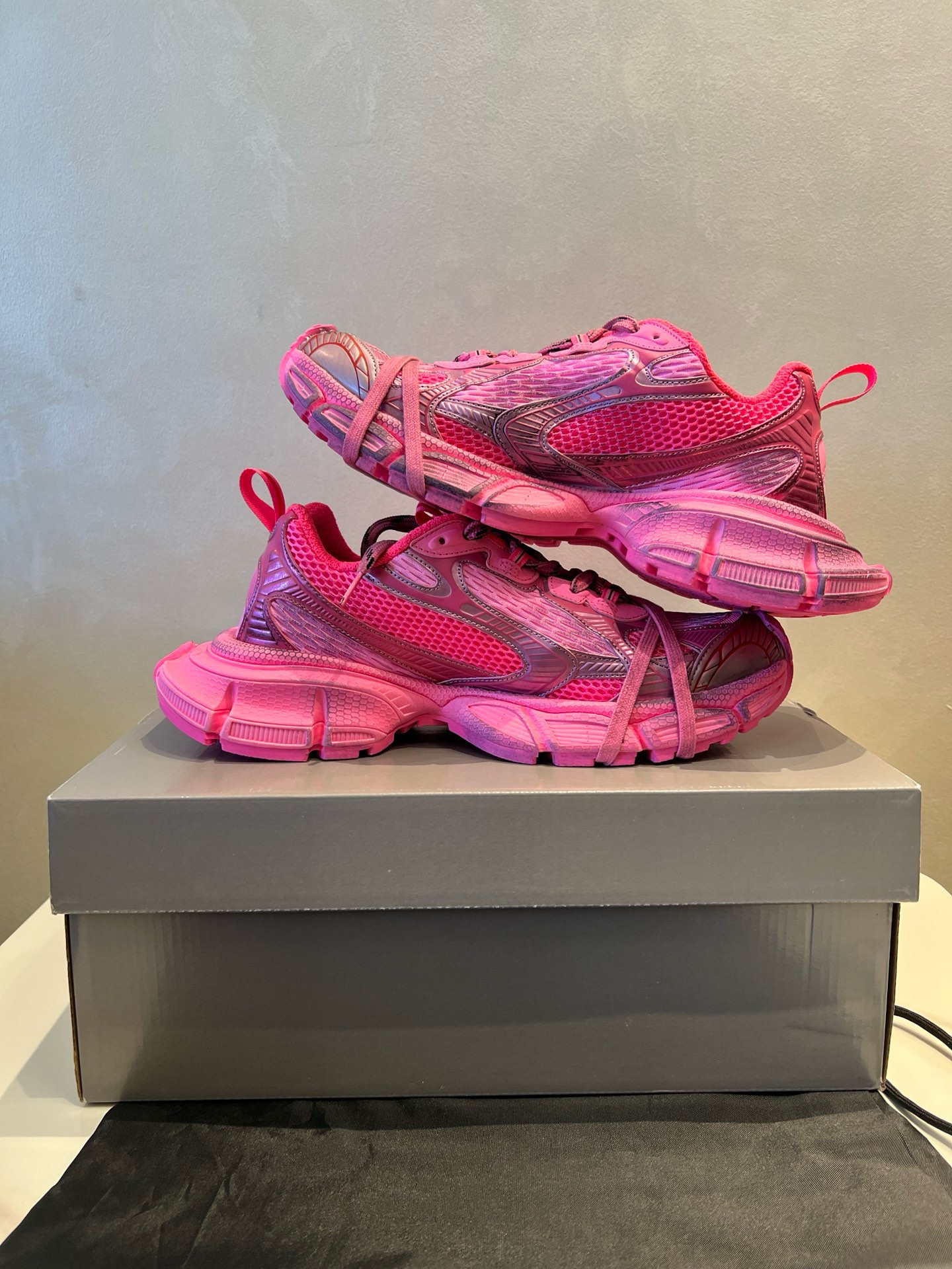 Balenciaga 3XL Candy Pink Mesh Polyurethane Wrapped Laces Oversized Chunky Sneakers - KAIROO