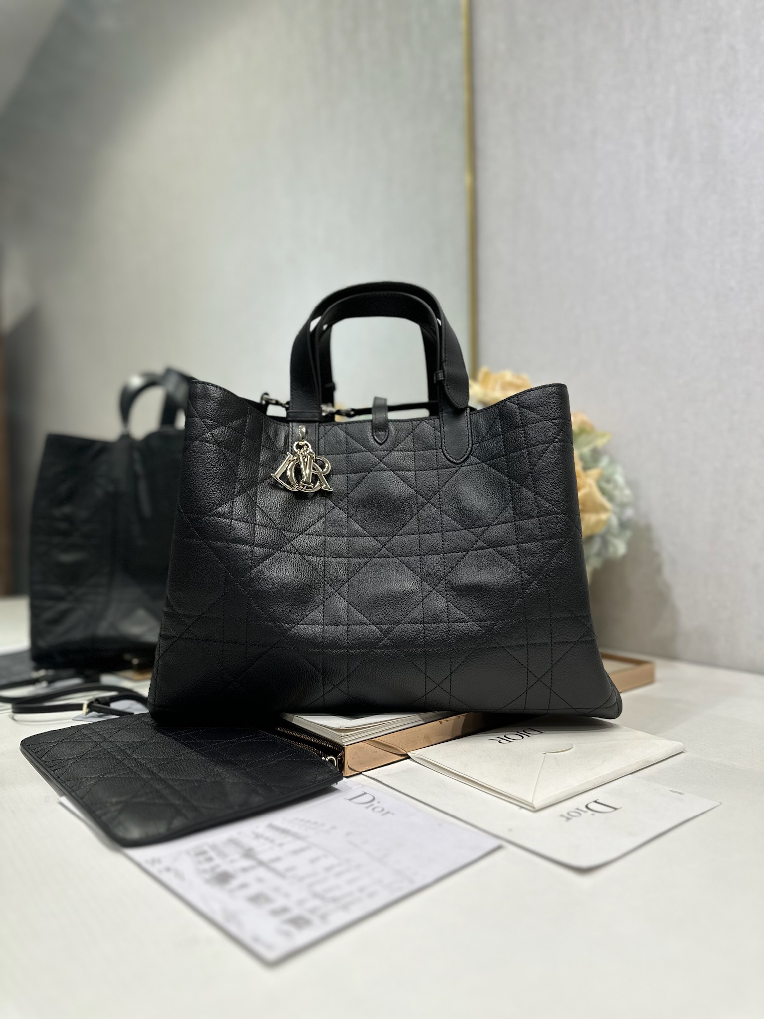 Dior Large Toujours in Black Cannage Goatskin