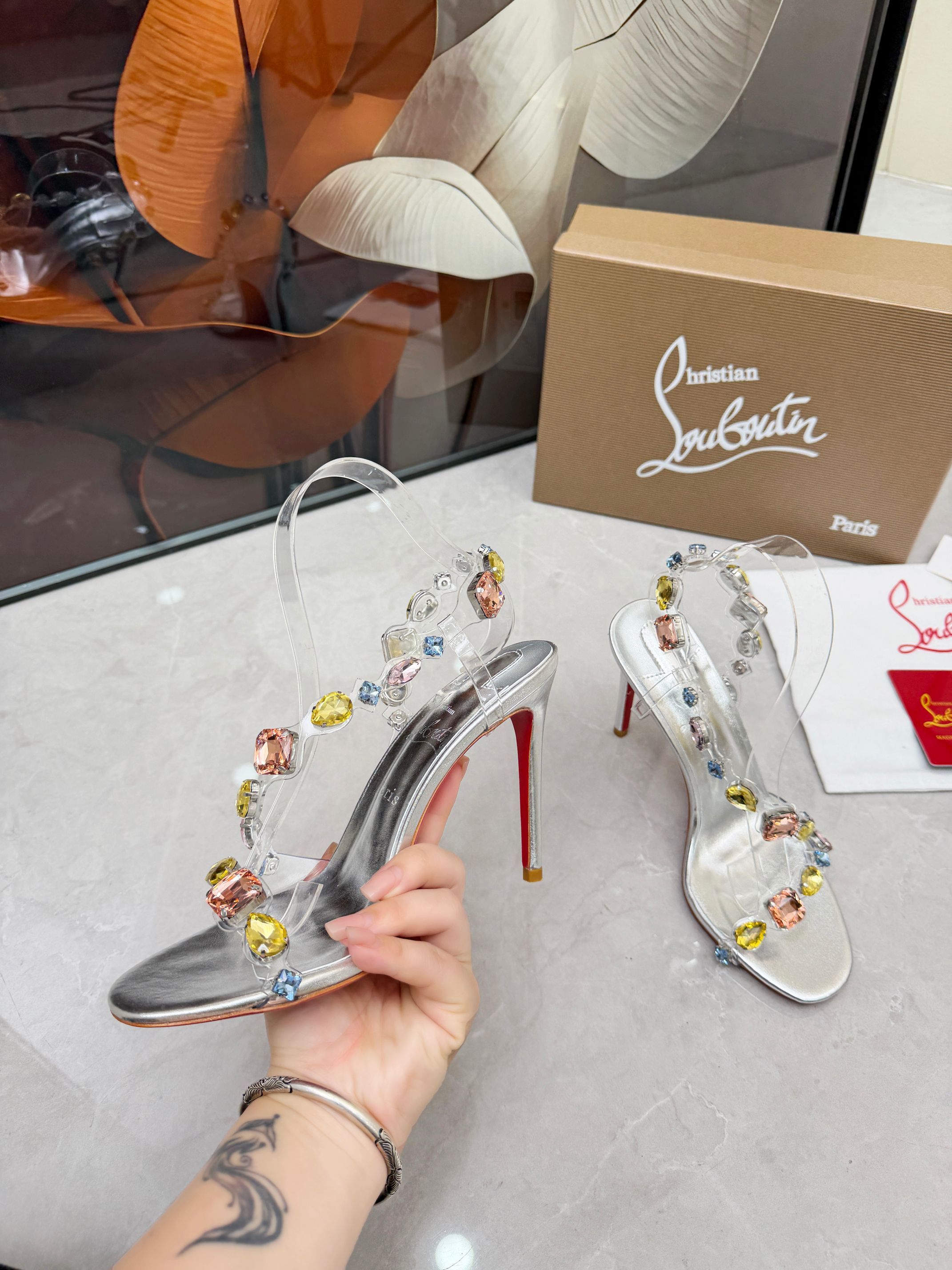 Christian Louboutin Cristals Heeled Sandal