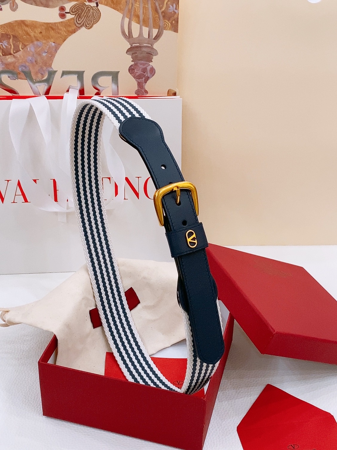 Valentino Multicolor Woven Strap Belt 2.5cm