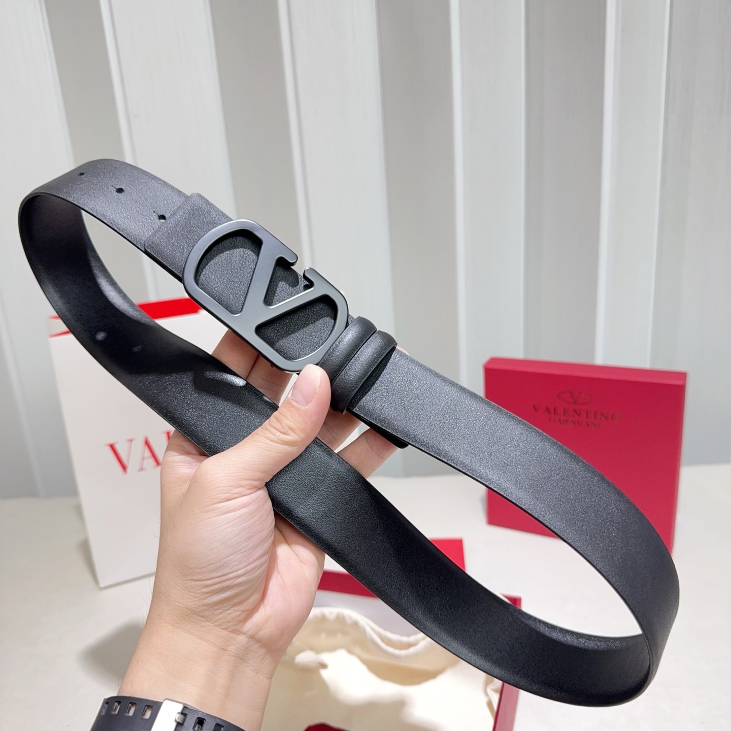 Valentino Reversible Wide Leather Belt 4cm