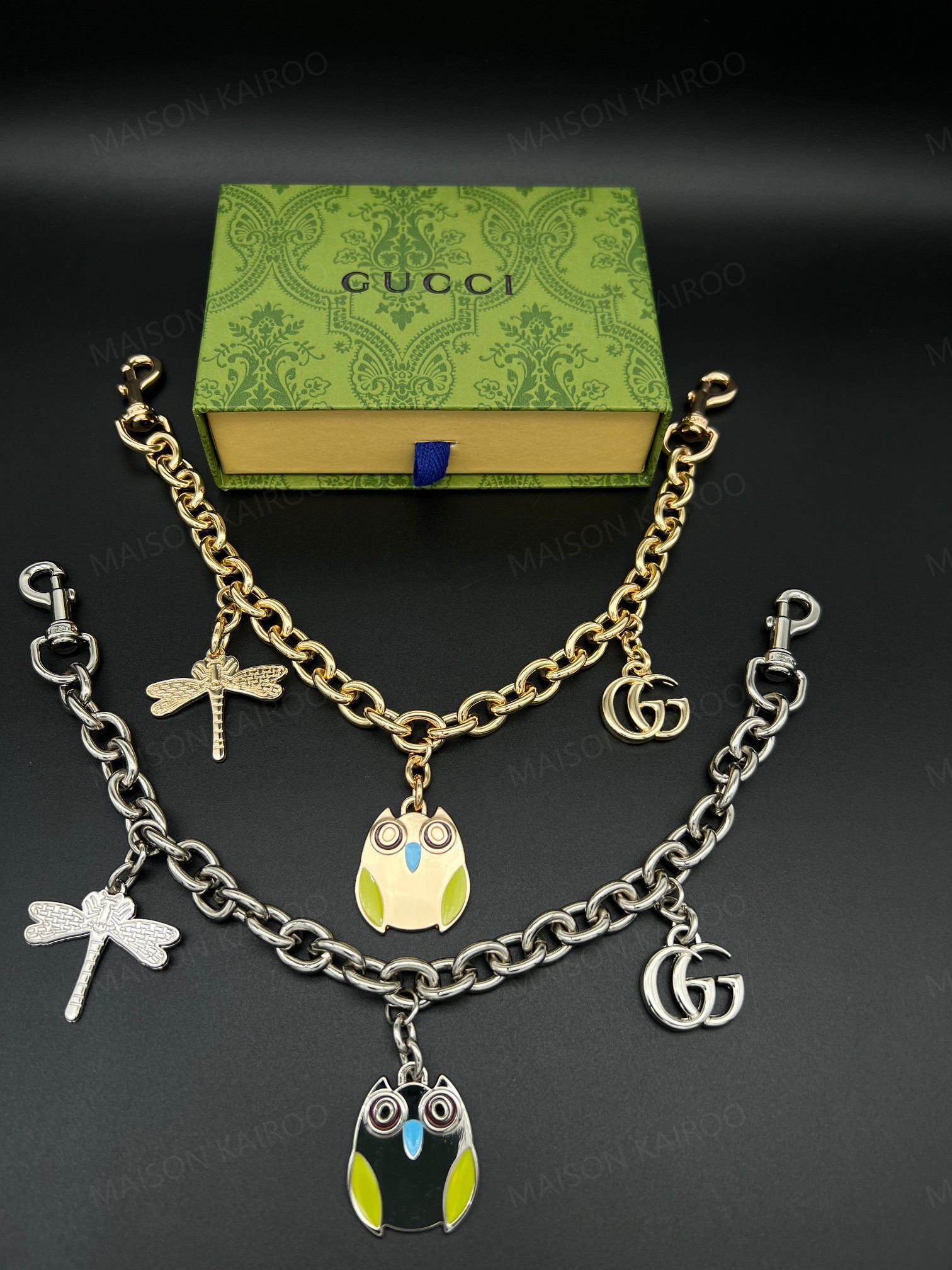 Gucci Enamel Owl Chain Bag Charm Keychain - KAIROO