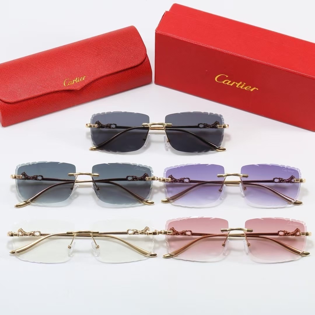 Cartier Panther Series Diamond-Cut Rimless Sunglasses Top quality - KAIROO