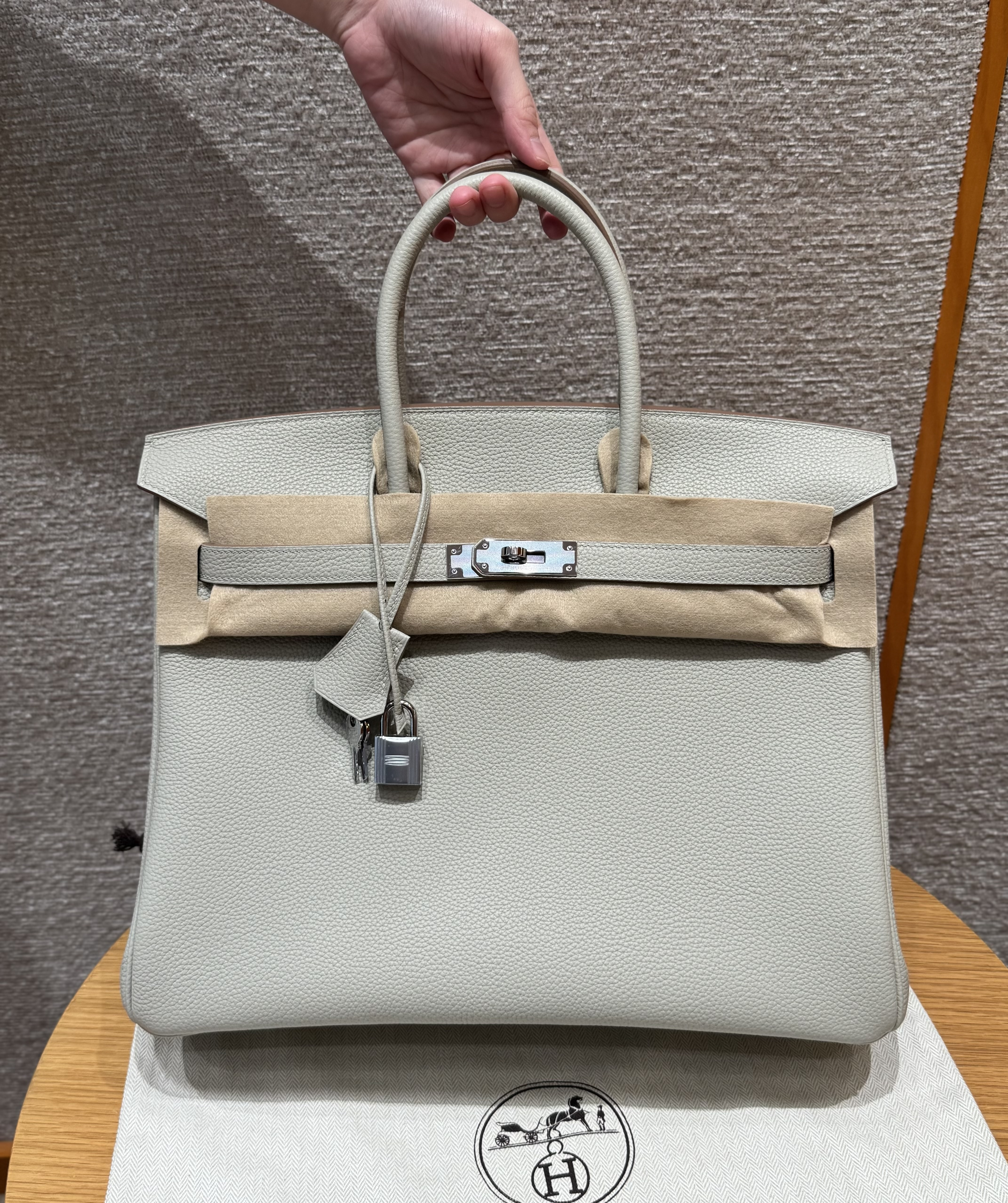 Hermes Gris Perle Togo Birkin 35 Bag