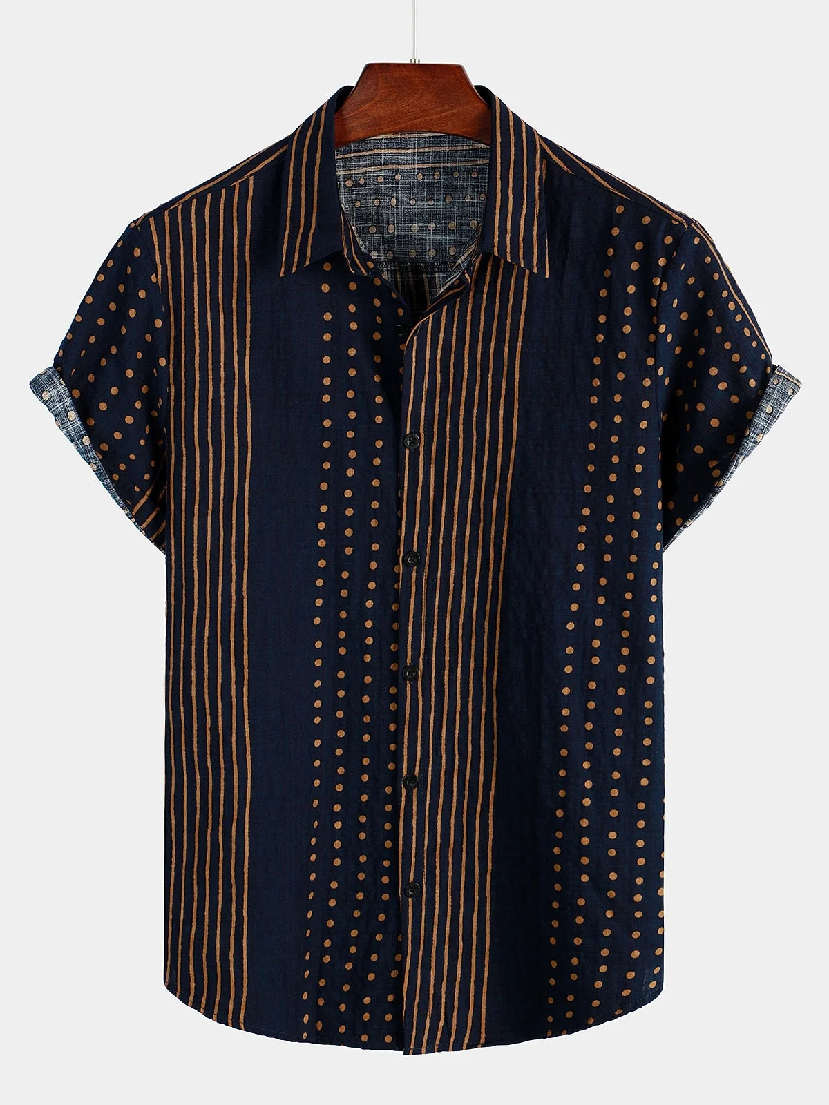 Men's Navy Striped Summer Short Sleeve Shirt