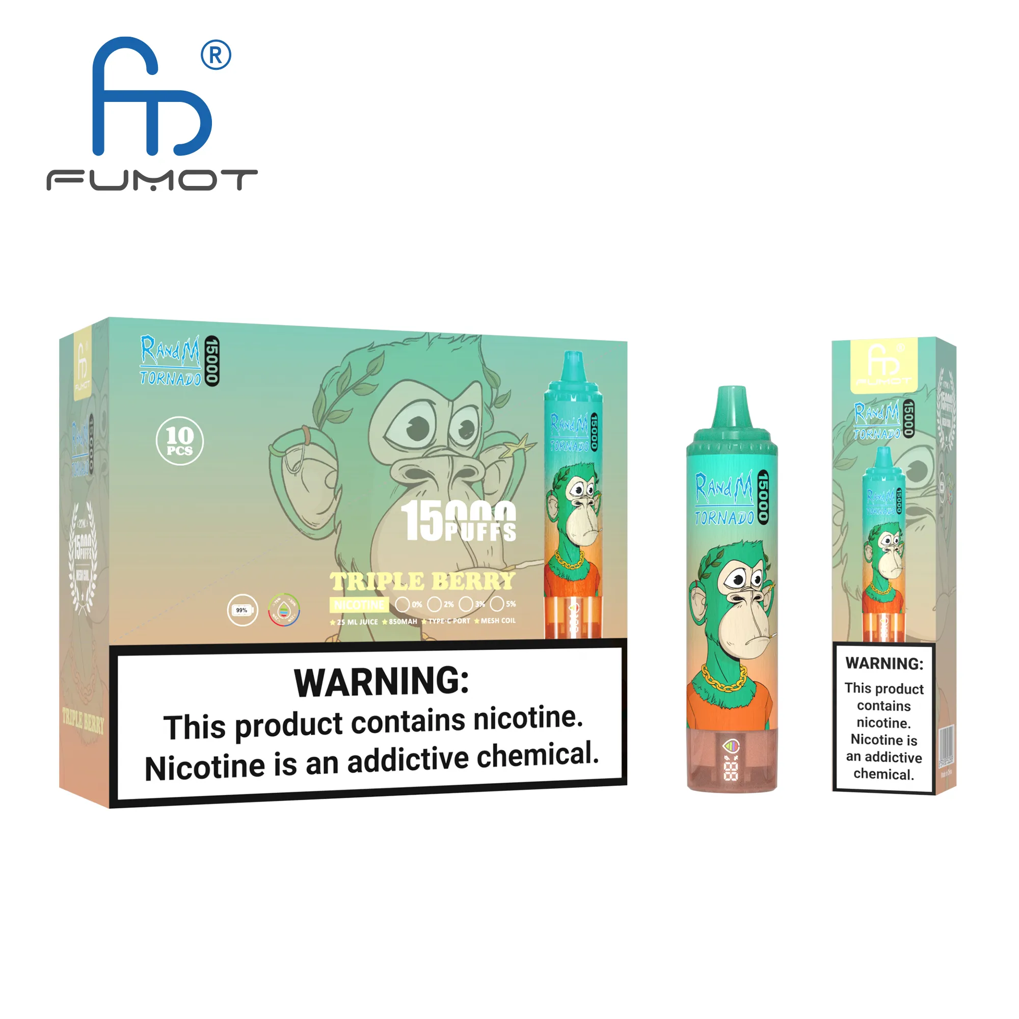 FUMOT Tornado 15K Rechargeable Disposable Vape – Triple Berry - Vaba Vape-Shop