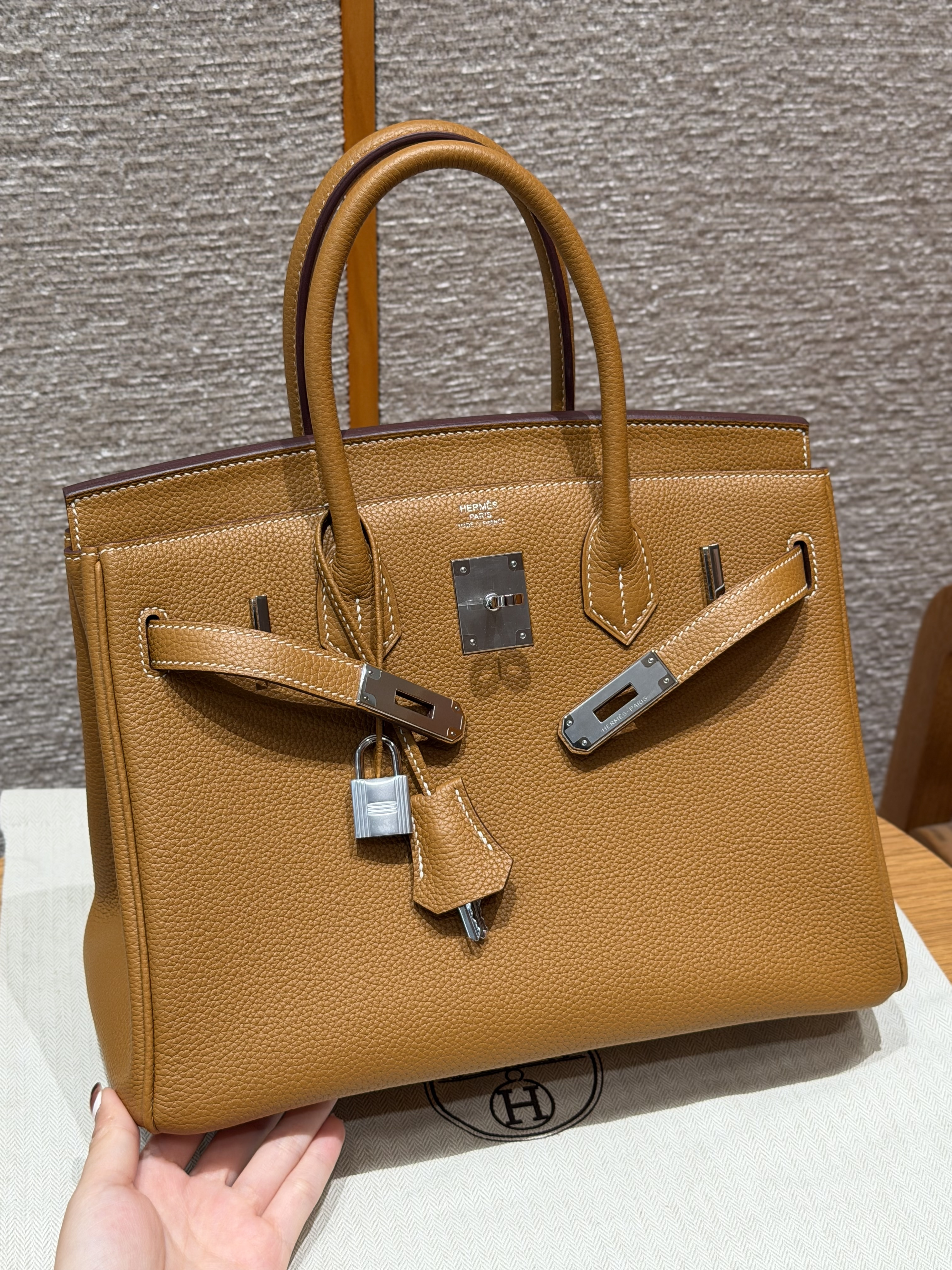 Hermes Natural Sable Togo Birkin 30 Bag
