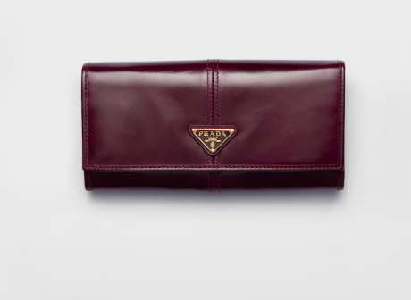 Prada Large Calfskin Leather Wallet-Burgundy