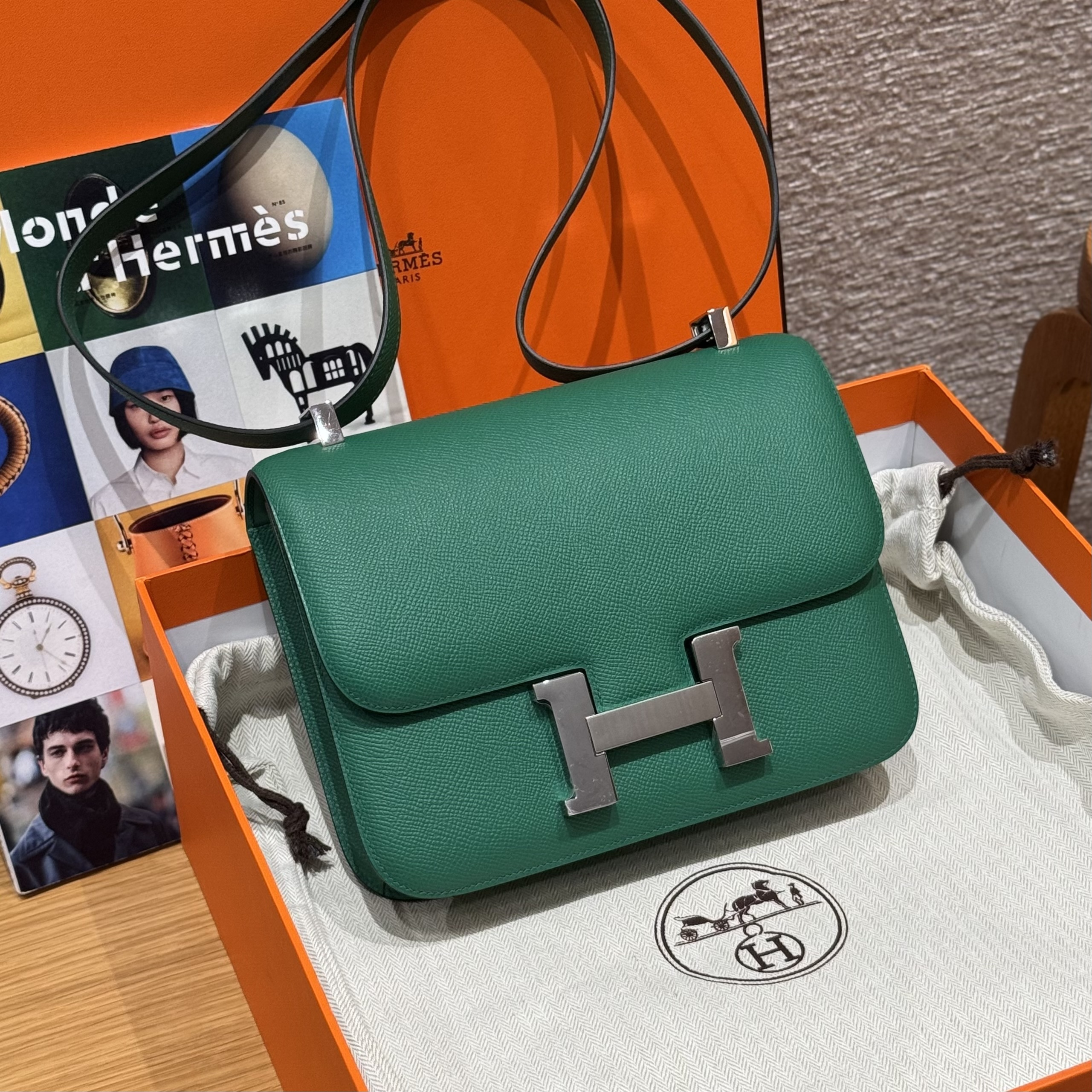 Hermes Vert Vertigo Epsom Constance 24