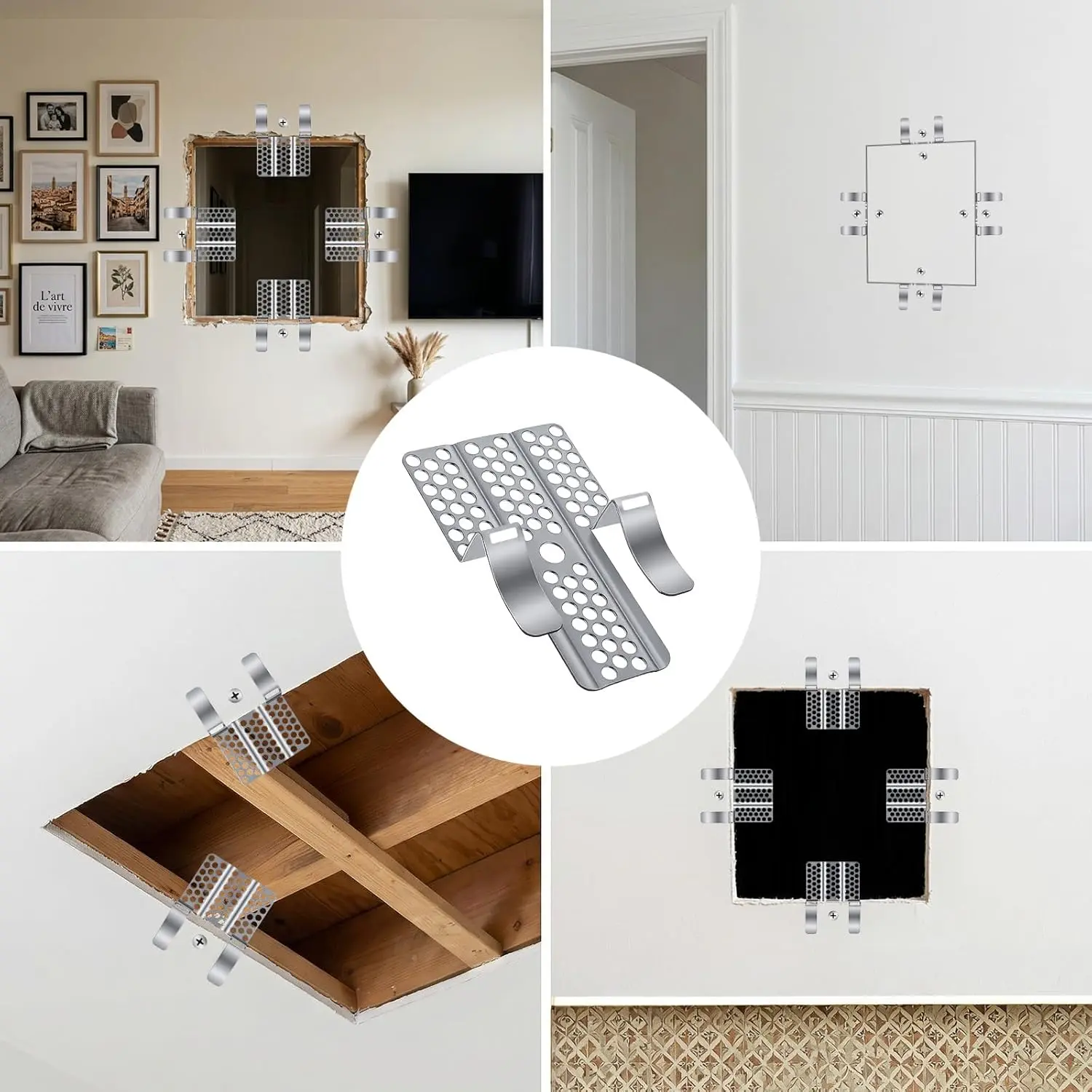 Drywall Repair Clips for 1/2-Inch Walls - Heavy-Duty Metal Patching Brackets with Screws (No Wood Backing Needed)