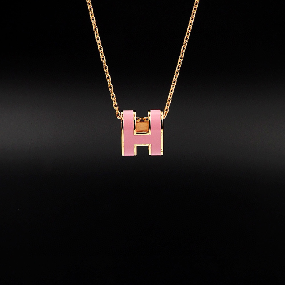 Hermes Pink Mini Pop H Pedant Necklace