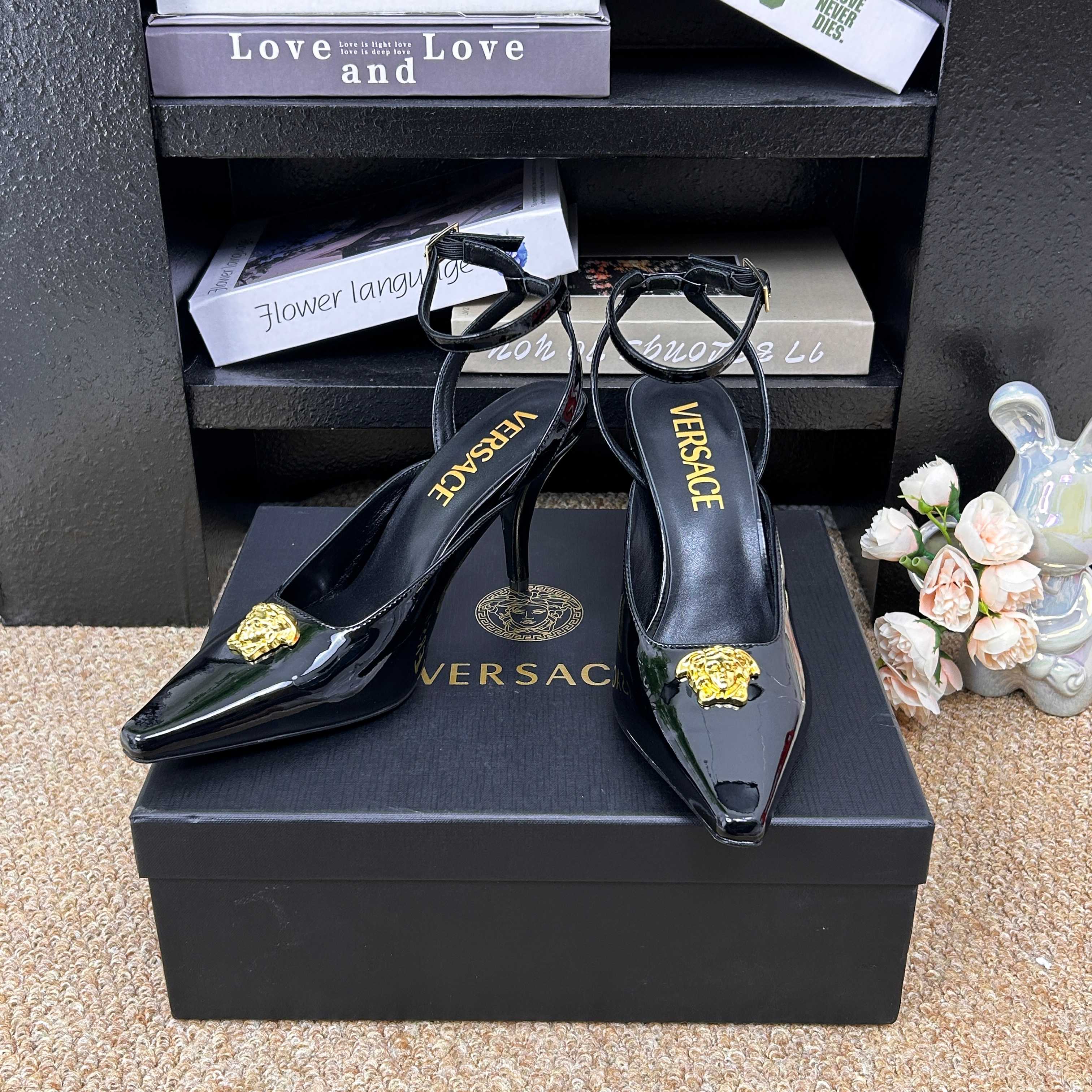 Versace Shiny Leather Slingback Pump