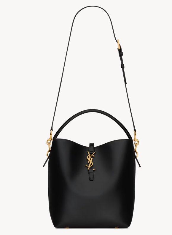 Saint Laurent LE 37 Large Bucket Bag in Black Shiny leather 742828