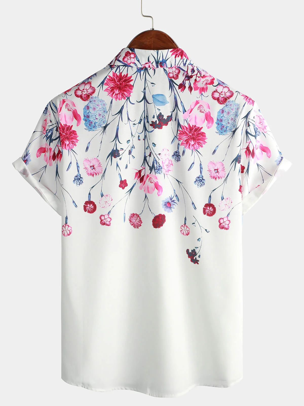 Men's Floral Print Summer Cruise Button-Up Short Sleeve Shirt