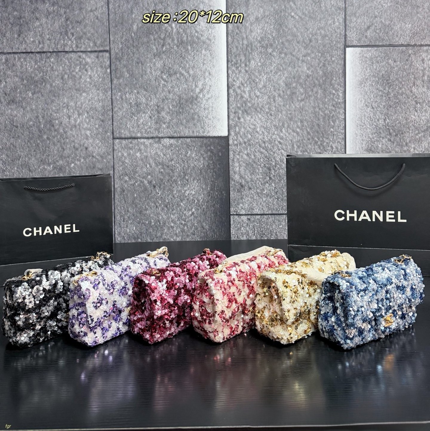 Chanel Mini CF 20CM All Over Multi-Tone Sequins Embroidered Flap Chain Shoulder Bag - KAIROO