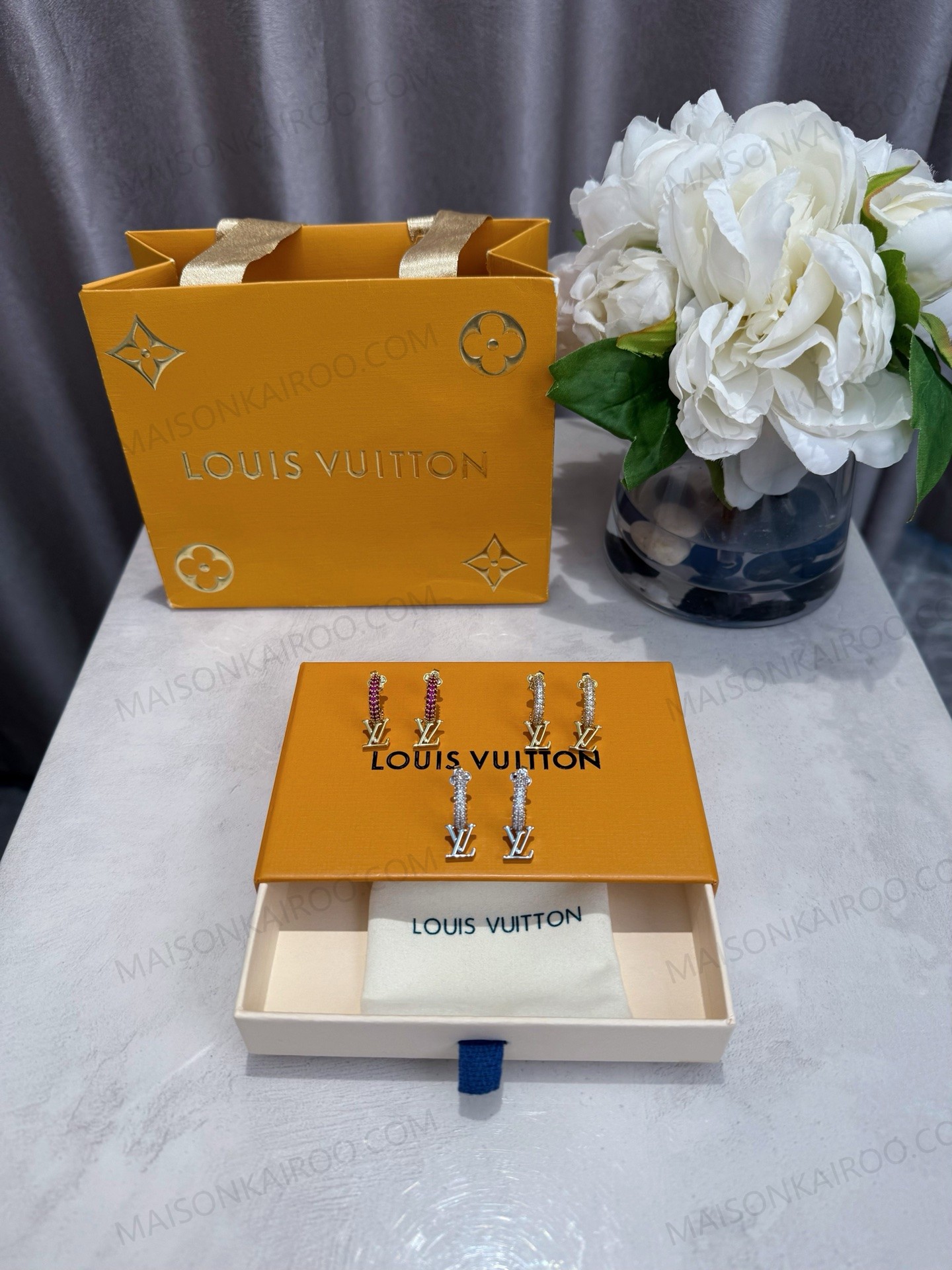 Louis Vuitton LV Crystal Logo Dangle Earrings - KAIROO
