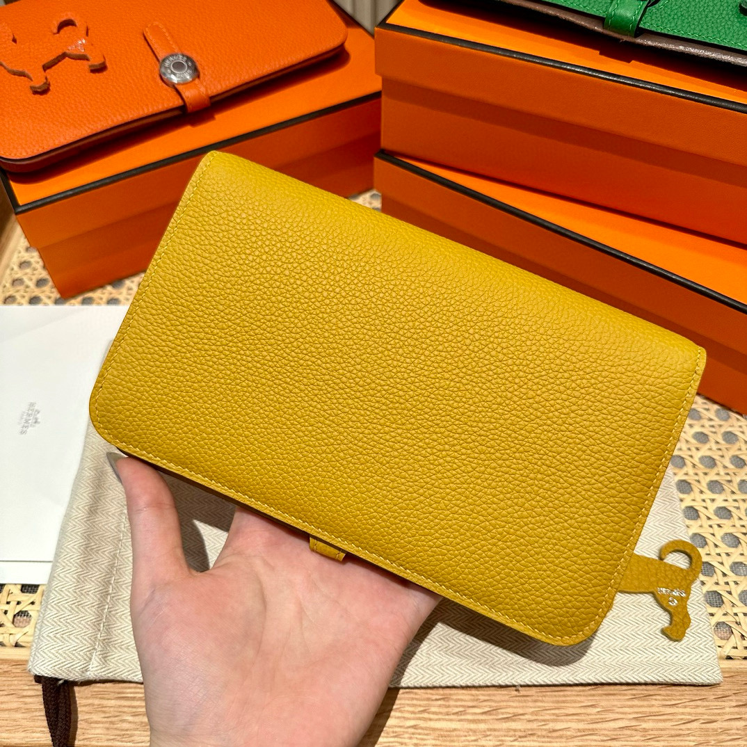 Hermes Jaune Ambre Togo Dogon Purse Wallet