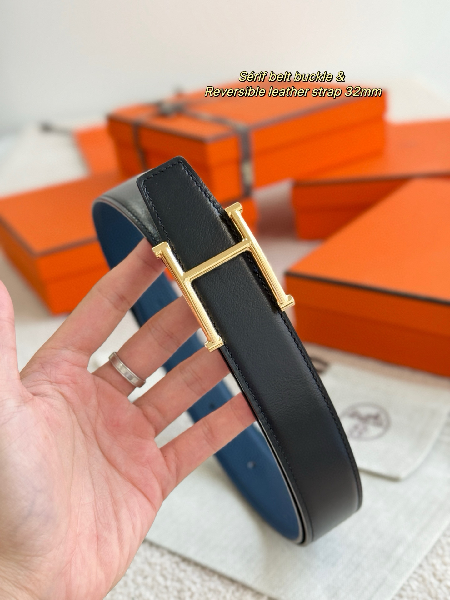 Hermes Serif Reversible leather belt 32mm