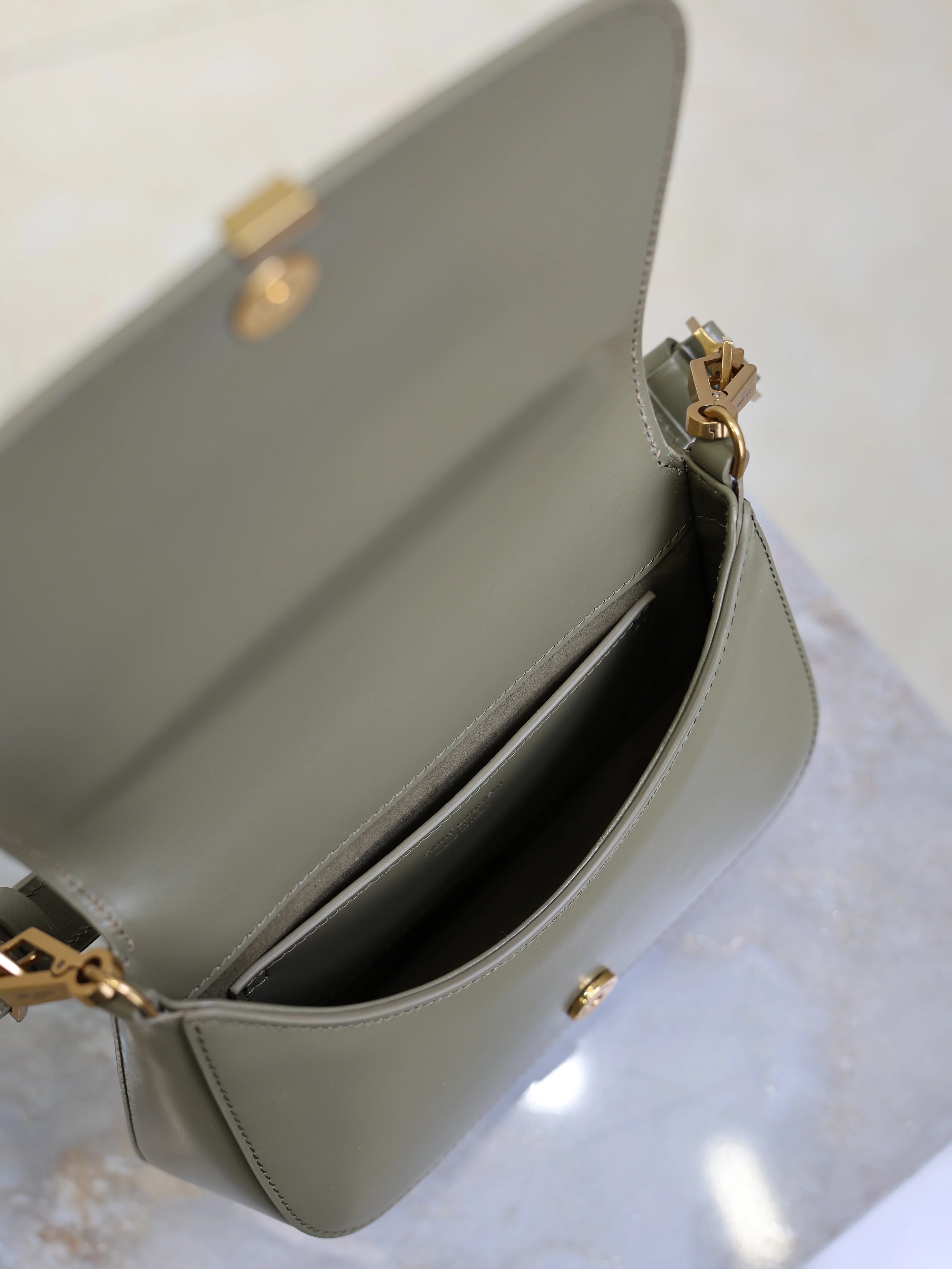 Saint Laurent YSL Mini Voltaire 21cm Olive Green Calfskin GHW