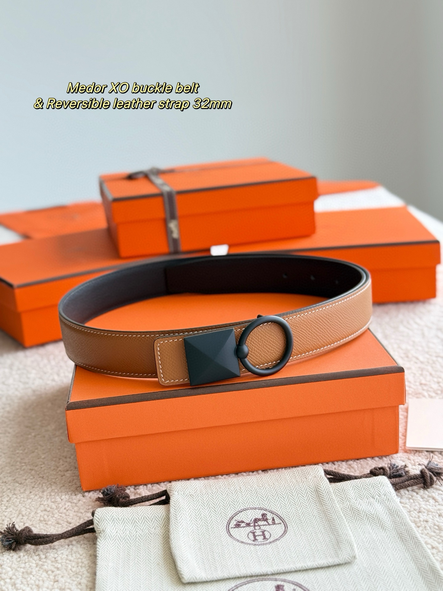 Hermes Medor XO Reversible Leather Belt 32mm